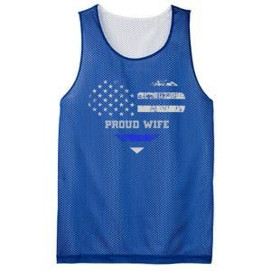 Blue Line Heart Design Wife Of Police Proud Usa Meaningful Gift Mesh Reversible Basketball Jersey Tank