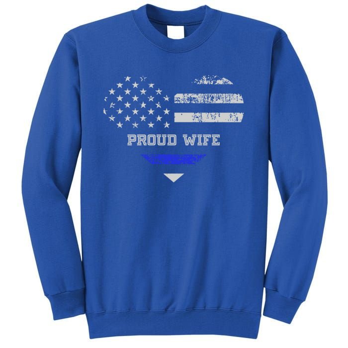 Blue Line Heart Design Wife Of Police Proud Usa Meaningful Gift Tall Sweatshirt