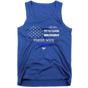 Blue Line Heart Design Wife Of Police Proud Usa Meaningful Gift Tank Top