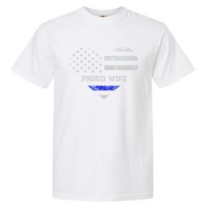 Blue Line Heart Design Wife Of Police Proud Usa Meaningful Gift Garment-Dyed Heavyweight T-Shirt