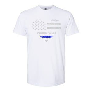 Blue Line Heart Design Wife Of Police Proud Usa Meaningful Gift Softstyle CVC T-Shirt