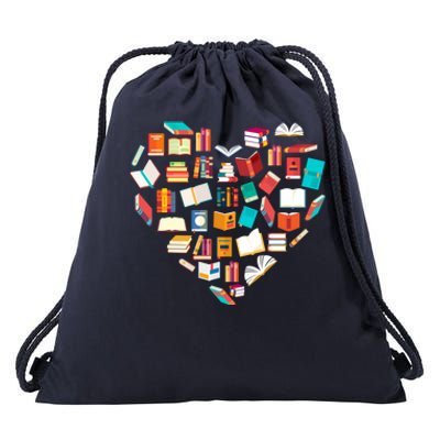 Book Lover Heart Shape Reading Club Librarian Bookworm Gift Drawstring Bag