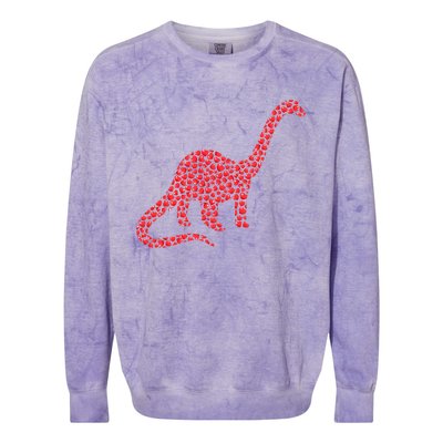 Brontosaurus Lover Heart Shape Brontosaurus Valentine's Day Cool Gift Colorblast Crewneck Sweatshirt