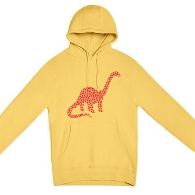 Brontosaurus Lover Heart Shape Brontosaurus Valentine's Day Cool Gift Premium Pullover Hoodie