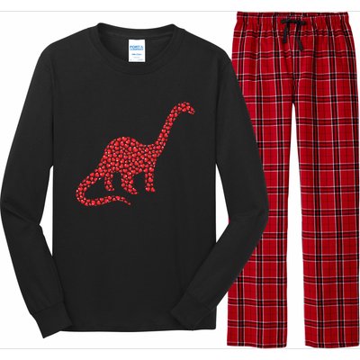 Brontosaurus Lover Heart Shape Brontosaurus Valentine's Day Cool Gift Long Sleeve Pajama Set