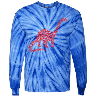 Brontosaurus Lover Heart Shape Brontosaurus Valentine's Day Cool Gift Tie-Dye Long Sleeve Shirt