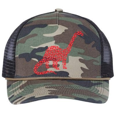 Brontosaurus Lover Heart Shape Brontosaurus Valentine's Day Cool Gift Retro Rope Trucker Hat Cap