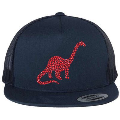 Brontosaurus Lover Heart Shape Brontosaurus Valentine's Day Cool Gift Flat Bill Trucker Hat