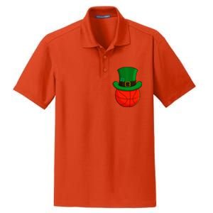 Basketball Leprechaun Hat St Patricks Day Lucky Irish Dry Zone Grid Polo