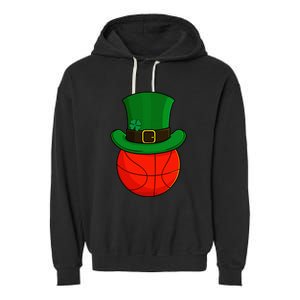 Basketball Leprechaun Hat St Patricks Day Lucky Irish Garment-Dyed Fleece Hoodie