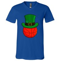 Basketball Leprechaun Hat St Patricks Day Lucky Irish V-Neck T-Shirt