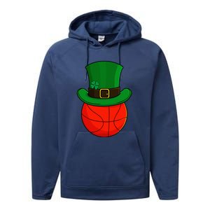 Basketball Leprechaun Hat St Patricks Day Lucky Irish Performance Fleece Hoodie