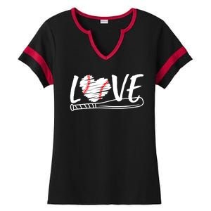 Baseball Love Heart Summer Sport Ladies Halftime Notch Neck Tee