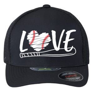 Baseball Love Heart Summer Sport Flexfit Unipanel Trucker Cap