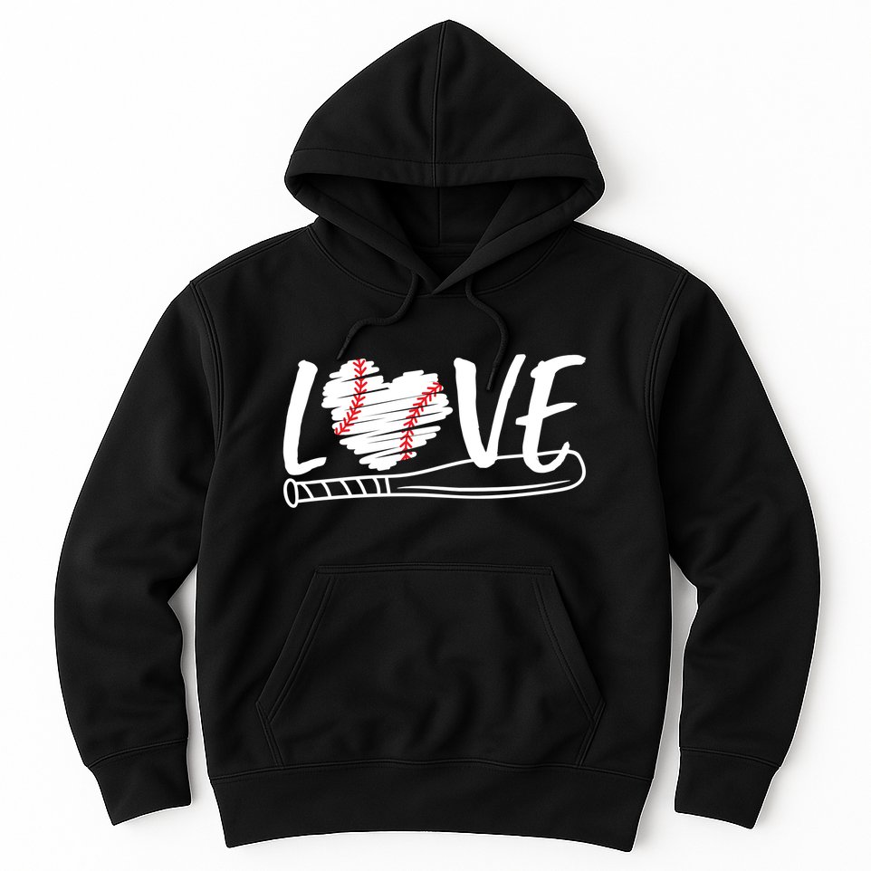 Baseball Love Heart Summer Sport Hoodie