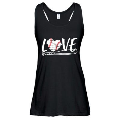 Baseball Love Heart Summer Sport Ladies Essential Flowy Tank