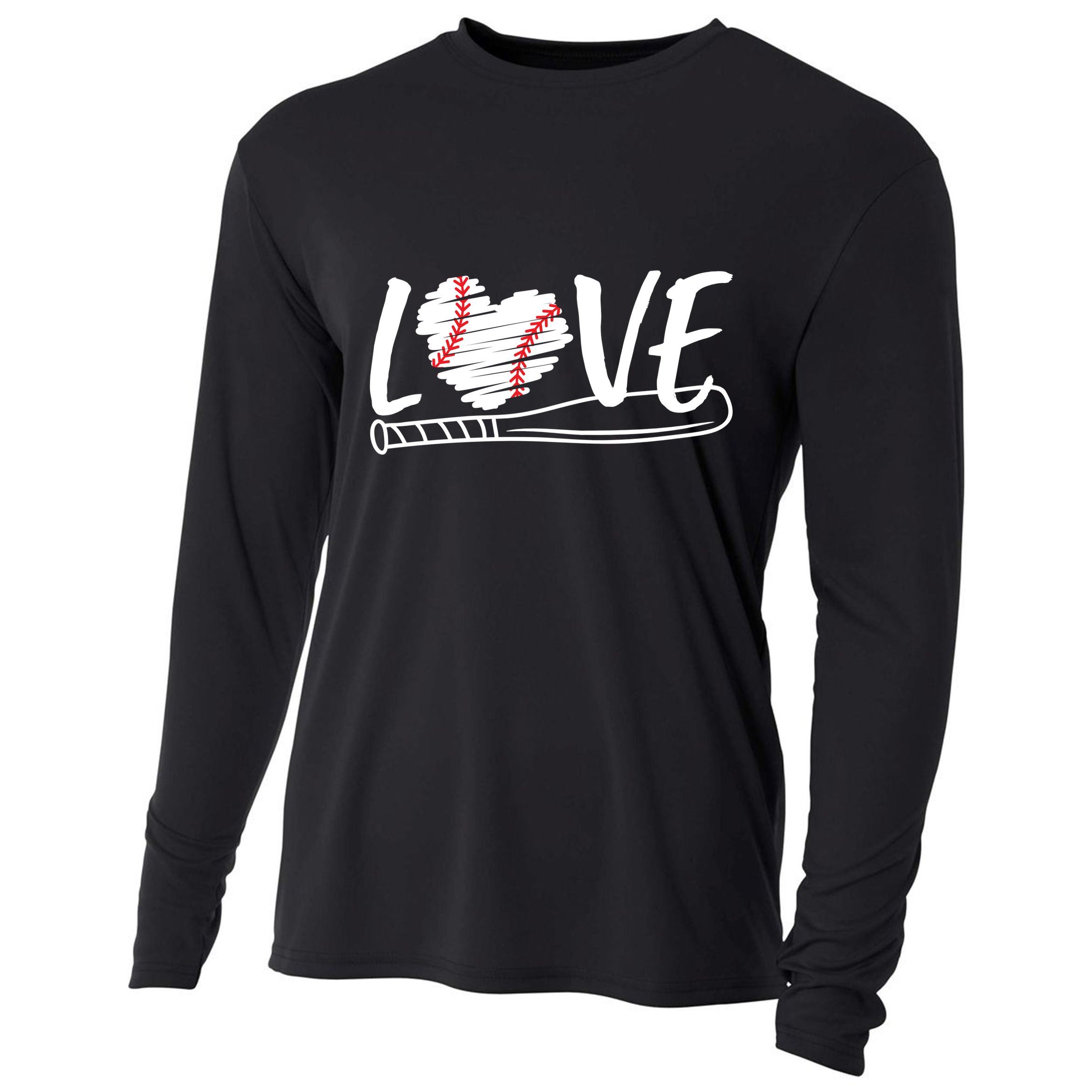 Baseball Love Heart Summer Sport Cooling Performance Long Sleeve Crew