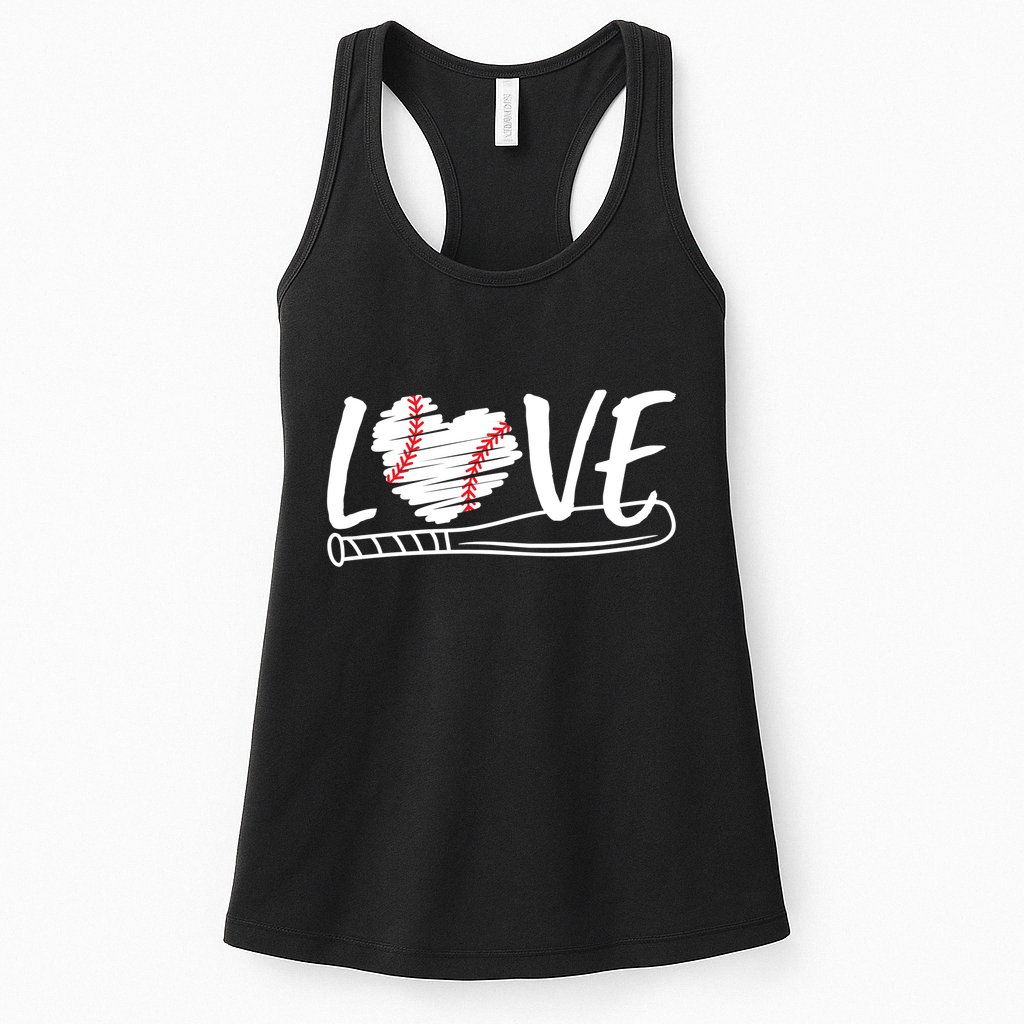 Baseball Love Heart Summer Sport Womens Tank Top