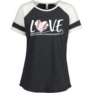 Baseball Love Heart Summer Sport Enza Ladies Jersey Colorblock Tee