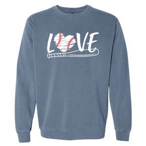 Baseball Love Heart Summer Sport Garment-Dyed Sweatshirt