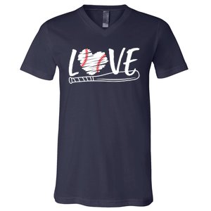 Baseball Love Heart Summer Sport V-Neck T-Shirt