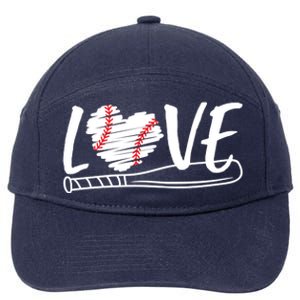 Baseball Love Heart Summer Sport 7-Panel Snapback Hat