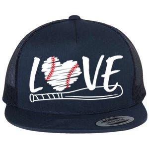 Baseball Love Heart Summer Sport Flat Bill Trucker Hat