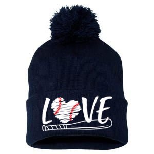 Baseball Love Heart Summer Sport Pom Pom 12in Knit Beanie