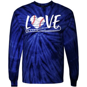 Baseball Love Heart Summer Sport Tie-Dye Long Sleeve Shirt