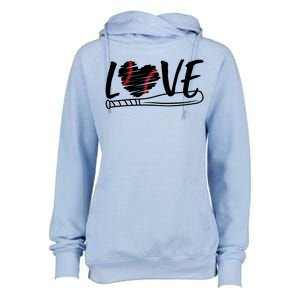 Baseball Love Heart Summer Sport Womens Funnel Neck Pullover Hood