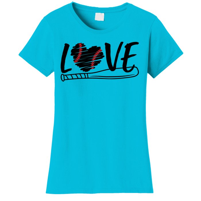 Baseball Love Heart Summer Sport Women's T-Shirt