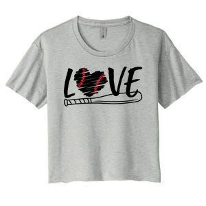 Baseball Love Heart Summer Sport Women's Crop Top Tee