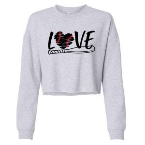 Baseball Love Heart Summer Sport Cropped Pullover Crew