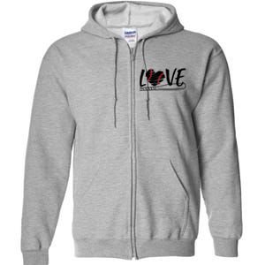 Baseball Love Heart Summer Sport Full Zip Hoodie