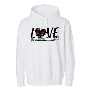 Baseball Love Heart Summer Sport Garment-Dyed Fleece Hoodie