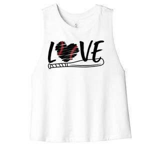 Baseball Love Heart Summer Sport Women's Racerback Cropped Tank