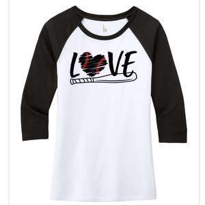 Baseball Love Heart Summer Sport Women's Tri-Blend 3/4-Sleeve Raglan Shirt