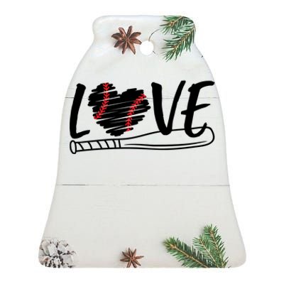 Baseball Love Heart Summer Sport Ceramic Bell Ornament