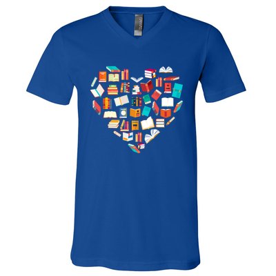 Book Lover Heart Shape Reading Club Librarian Bookworm Gift Funny Gift V-Neck T-Shirt