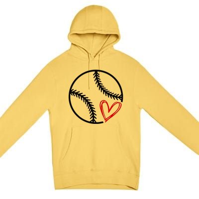 Baseball Lovers Heart Premium Pullover Hoodie