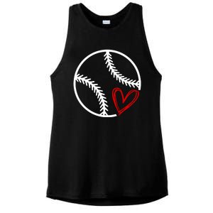 Baseball Lovers Heart Ladies PosiCharge Tri-Blend Wicking Tank