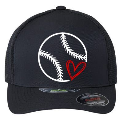 Baseball Lovers Heart Flexfit Unipanel Trucker Cap