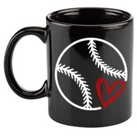 Baseball Lovers Heart 11oz C Handle Ceramic Mug