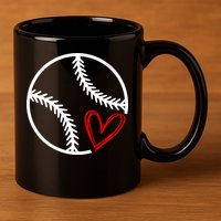 Baseball Lovers Heart 11oz C Handle Ceramic Mug