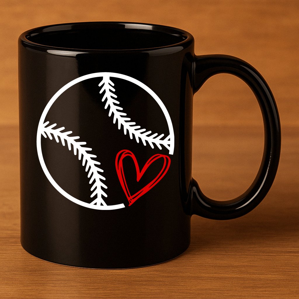 Baseball Lovers Heart 11oz C Handle Ceramic Mug