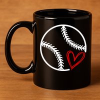 Baseball Lovers Heart 11oz C Handle Ceramic Mug