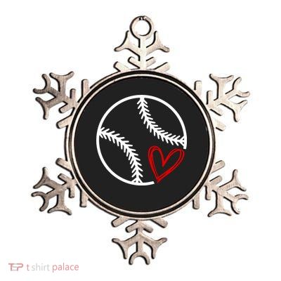 Baseball Lovers Heart Metallic Star Ornament