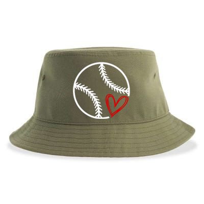 Baseball Lovers Heart Sustainable Bucket Hat