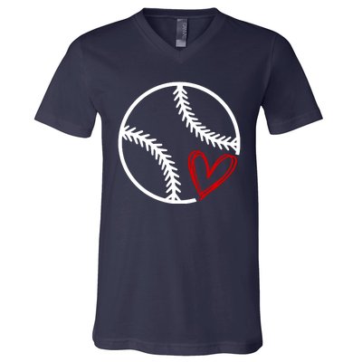 Baseball Lovers Heart V-Neck T-Shirt