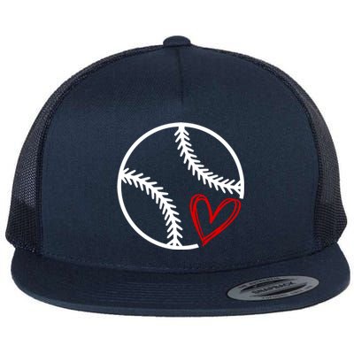 Baseball Lovers Heart Flat Bill Trucker Hat